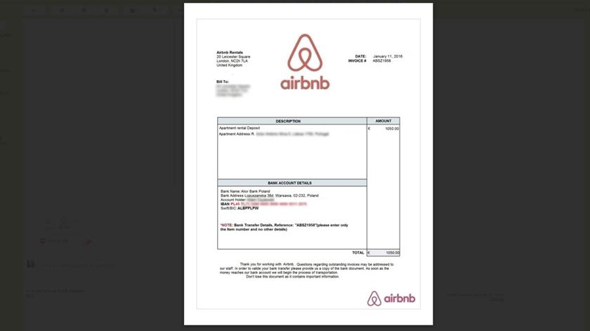 airbnb falso recibo desfocado