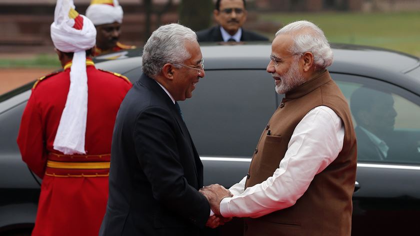 António Costa recebido pelo primeiro-ministro Narenda Modi. Foto: Tiago Petinga/Lusa