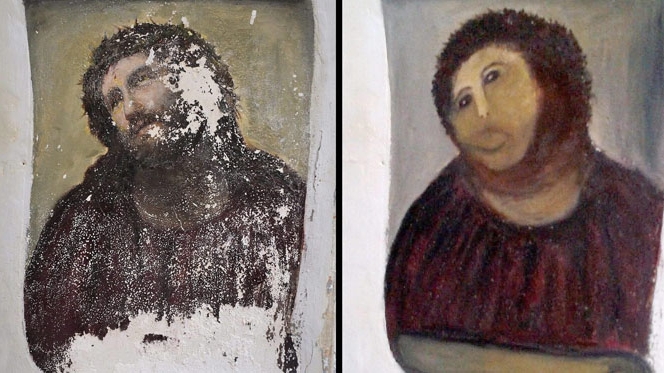 Idosa espanhola decide "restaurar" pintura de Cristo em igreja