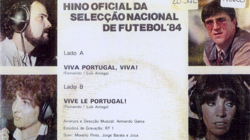 A contracapa do single "Viva Portugal, Viva!", de 1984, com José Cid e outros cantores conhecidos, à época