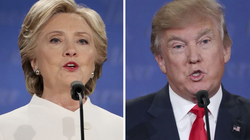 Eleições nos EUA, Hillary Clinton e Donald Trump (08/11/16) Foto: Andrew Gombert e Jim Lo Scalzo/EPA