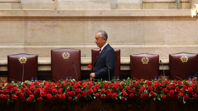 Marcelo Rebelo de Sousa faz o primeiro discurso de Abril como Presidente da República. Foto: Miguel A. Lopes/Lusa