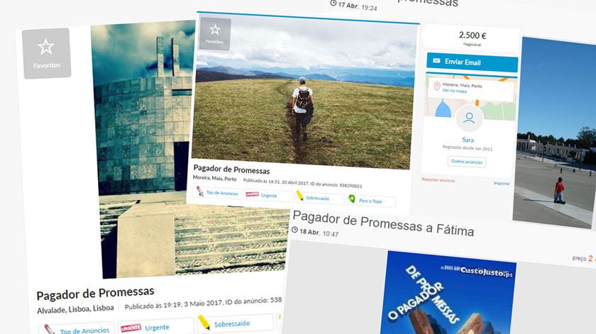 Vários pagadores de promessas apostam em colocar anúncios em sites de classificados. Imagem: RR