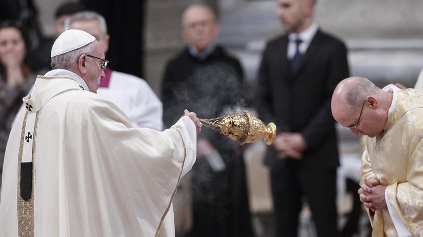 Papa Francisco na missa de ordenação de dois novos bispos, em Roma. Foto: Giuseppe Lami/EPA